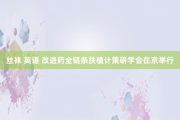 丝袜 英语 改进药全链条扶植计策研学会在京举行