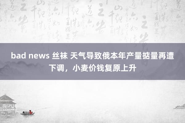 bad news 丝袜 天气导致俄本年产量掂量再遭下调，小麦价钱复原上升